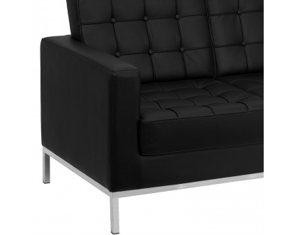 BLNK™ HERCULES Lacey Series LeatherSoft Contemporary Loveseat with Stainless Steel Frame - Black