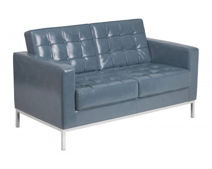 BLNK HERCULES Lacey Series LeatherSoft Contemporary Loveseat with Stainless Steel Frame - Gray