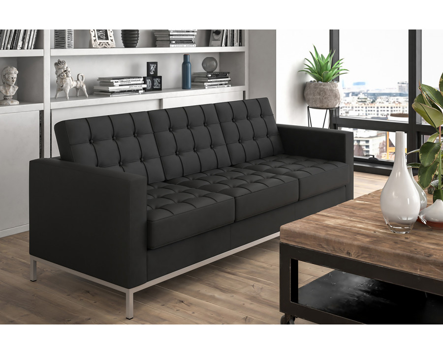 BLNK HERCULES Lacey Series LeatherSoft Contemporary Sofa with Stainless Steel Frame - Black