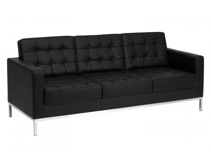 BLNK HERCULES Lacey Series LeatherSoft Contemporary Sofa with Stainless Steel Frame - Black