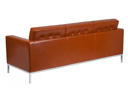 BLNK HERCULES Lacey Series LeatherSoft Contemporary Sofa with Stainless Steel Frame - Cognac