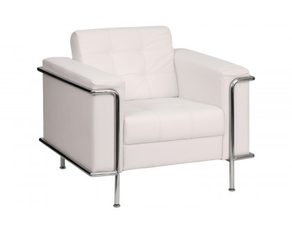 BLNK HERCULES Lacey Series LeatherSoft Contemporary Chair with Encasing Frame - Melrose White