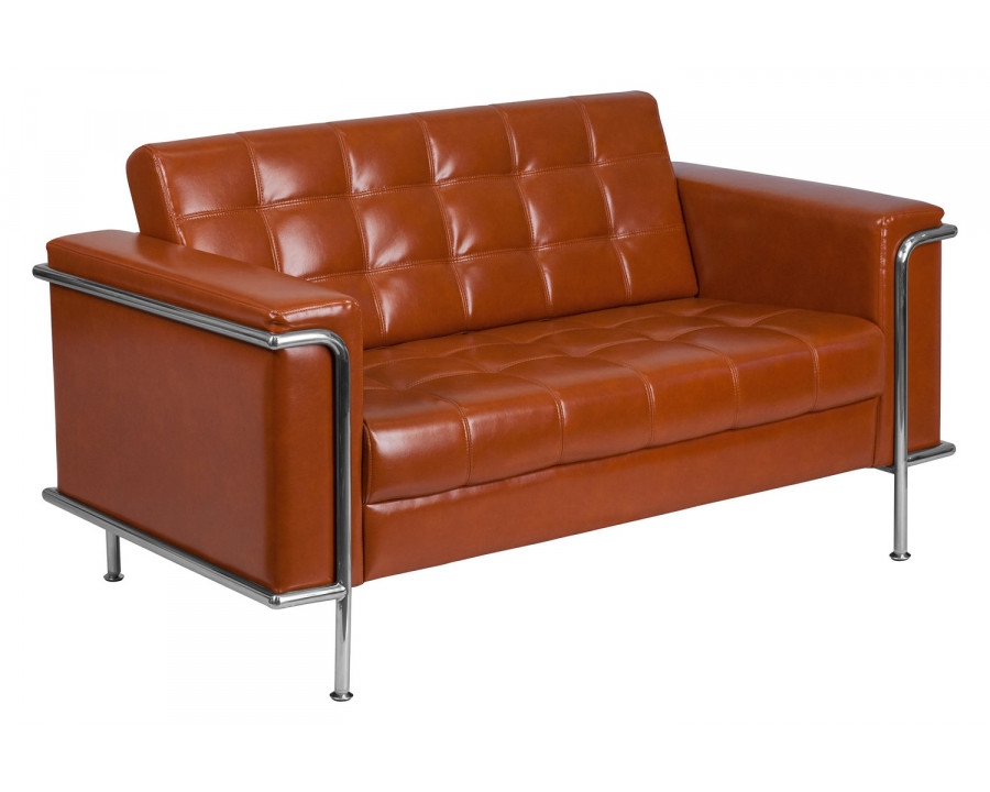 BLNK HERCULES Lesley Series LeatherSoft Contemporary Loveseat with Encasing Frame - Cognac