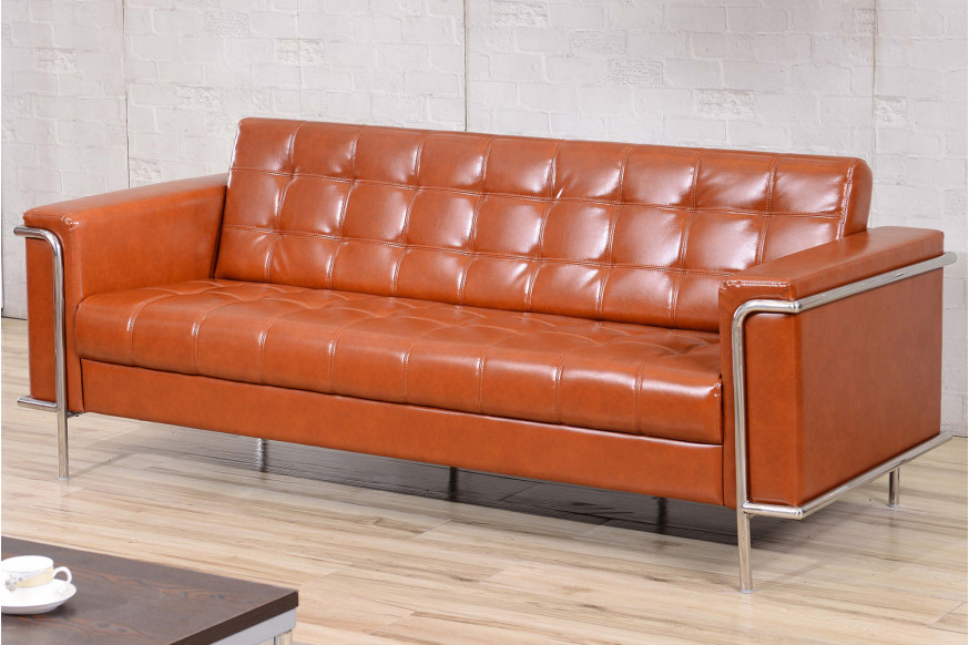 BLNK™ HERCULES Lacey Series LeatherSoft Contemporary Sofa with Encasing Frame - Cognac