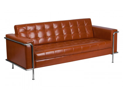 BLNK™ HERCULES Lacey Series LeatherSoft Contemporary Sofa with Encasing Frame - Cognac