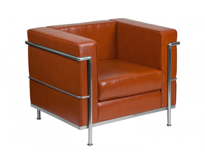 BLNK Hercules Regal Series LeatherSoft Contemporary Chair with Encasing Frame - Cognac