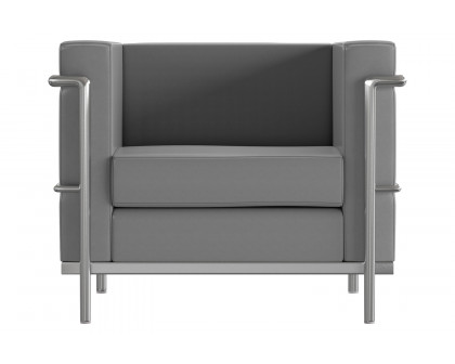 BLNK Hercules Regal Series LeatherSoft Contemporary Chair with Encasing Frame - Gray