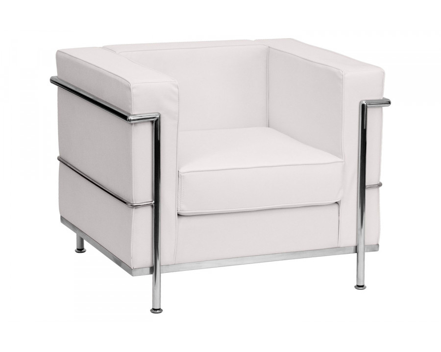 BLNK Hercules Regal Series LeatherSoft Contemporary Chair with Encasing Frame - Melrose White