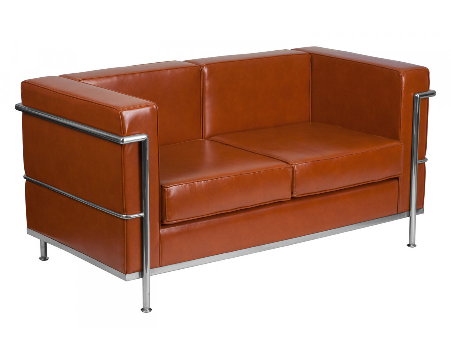 BLNK HERCULES Regal Series LeatherSoft Contemporary Loveseat with Encasing Frame - Cognac