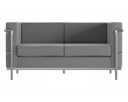 BLNK HERCULES Regal Series LeatherSoft Contemporary Loveseat with Encasing Frame - Gray