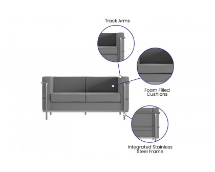 BLNK HERCULES Regal Series LeatherSoft Contemporary Loveseat with Encasing Frame - Gray