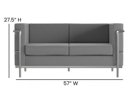 BLNK HERCULES Regal Series LeatherSoft Contemporary Loveseat with Encasing Frame - Gray