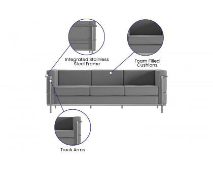 BLNK HERCULES Regal Series LeatherSoft Contemporary Sofa with Encasing Frame - Gray