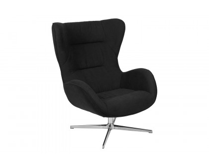 BLNK Rally Fabric Swivel Wing Chair - Black