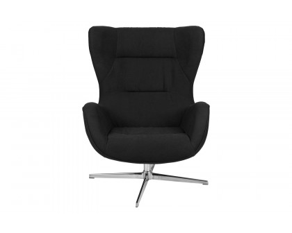 BLNK Rally Fabric Swivel Wing Chair - Black