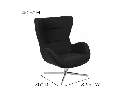 BLNK Rally Fabric Swivel Wing Chair - Black