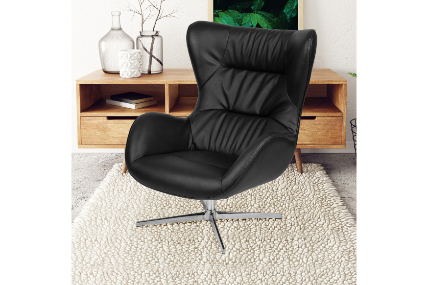 BLNK™ Rally LeatherSoft Swivel Wing Chair - Black