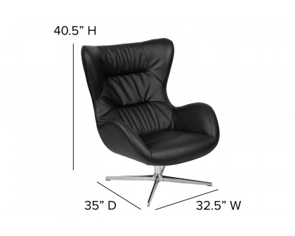 BLNK™ Rally LeatherSoft Swivel Wing Chair - Black