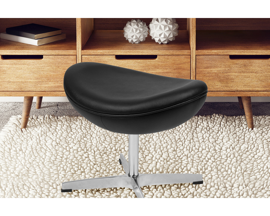 BLNK Rally LeatherSoft Saddle Wing Ottoman - Black