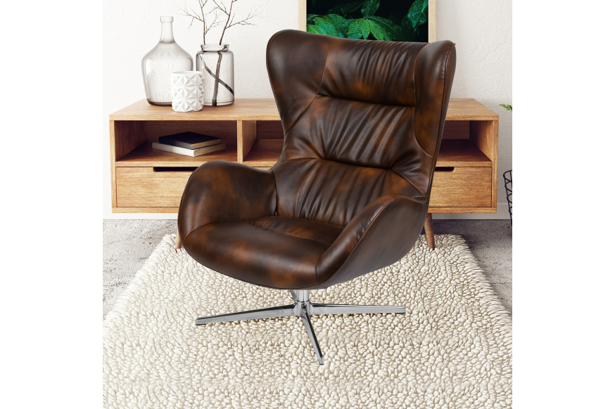 BLNK™ Rally LeatherSoft Swivel Wing Chair - Bomber Jacket