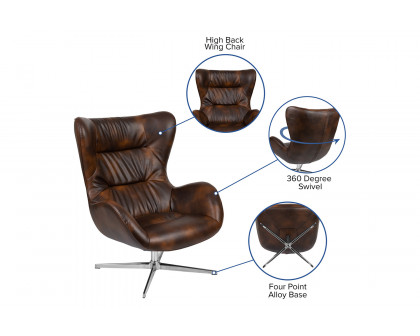 BLNK™ Rally LeatherSoft Swivel Wing Chair - Bomber Jacket