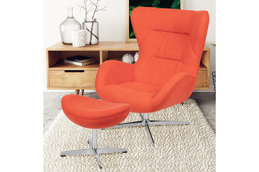 BLNK™ - Rally Fabric Swivel Wing Chair and Ottoman Set