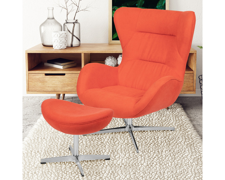 BLNK - Rally Fabric Swivel Wing Chair and Ottoman Set