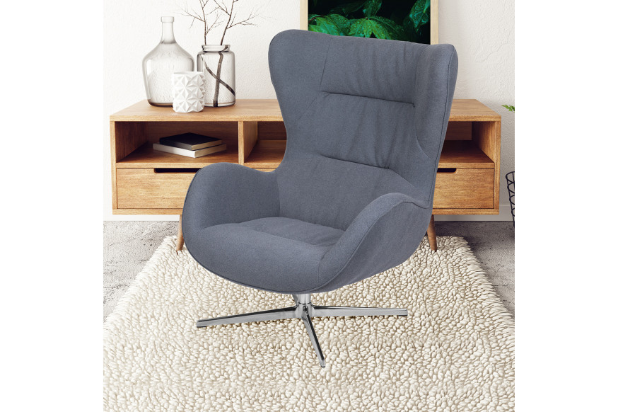 BLNK™ Rally Fabric Swivel Wing Chair - Gray