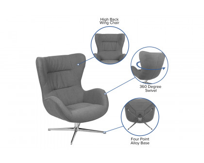 BLNK™ Rally Fabric Swivel Wing Chair - Gray