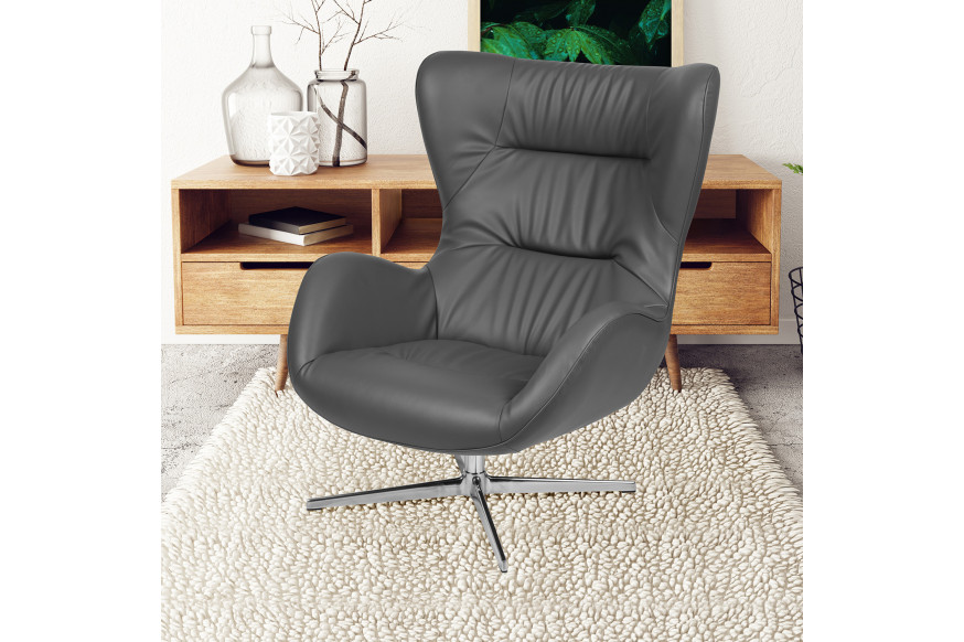 BLNK™ Rally LeatherSoft Swivel Wing Chair - Gray