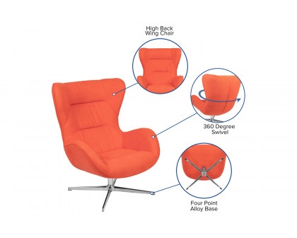 BLNK™ Rally Fabric Swivel Wing Chair - Orange