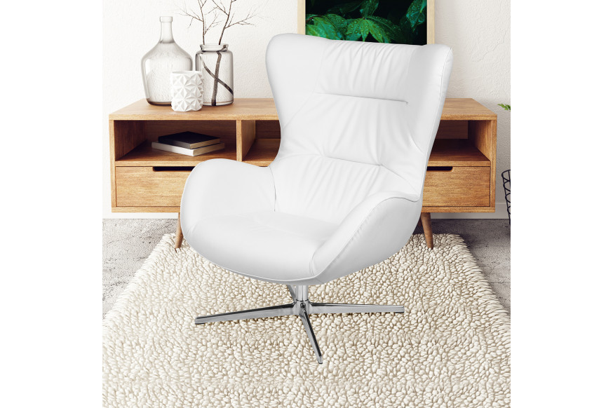 BLNK™ Rally LeatherSoft Swivel Wing Chair - White