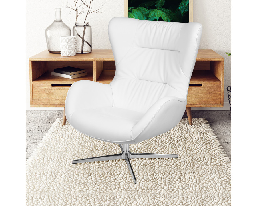 BLNK Rally LeatherSoft Swivel Wing Chair - White