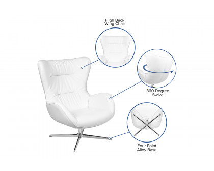 BLNK™ Rally LeatherSoft Swivel Wing Chair - White