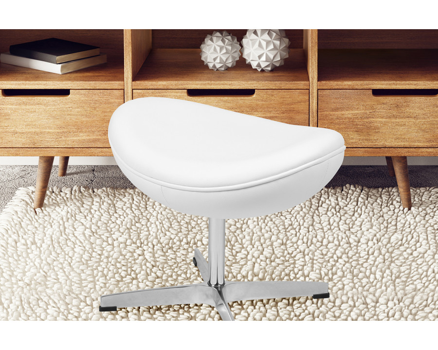 BLNK Rally LeatherSoft Saddle Wing Ottoman - White