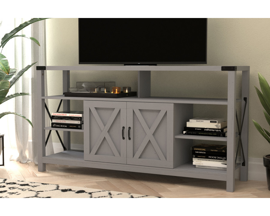 BLNK Wyatt Modern Farmhouse Tall TV Console Cabinet with Storage Cabinets and Shelves for TV's up to 60"