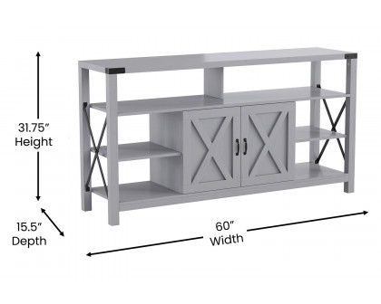 BLNK Wyatt Modern Farmhouse Tall TV Console Cabinet with Storage Cabinets and Shelves for TV's up to 60" - Coastal Gray