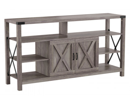 BLNK Wyatt Modern Farmhouse Tall TV Console Cabinet with Storage Cabinets and Shelves for TV's up to 60" - Gray Wash