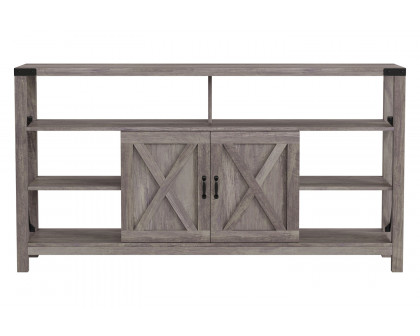 BLNK Wyatt Modern Farmhouse Tall TV Console Cabinet with Storage Cabinets and Shelves for TV's up to 60" - Gray Wash