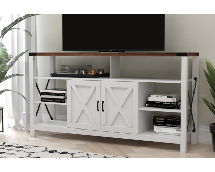 BLNK Wyatt Modern Farmhouse Tall TV Console Cabinet with Storage Cabinets and Shelves for TV's up to 60"