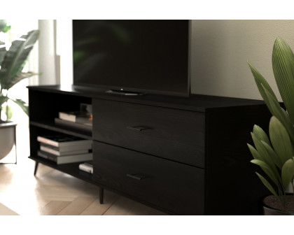 BLNK Nelson Mid Century Modern TV Stand for up to 60" TV's with Adjustable Shelf and Storage Drawers - Black