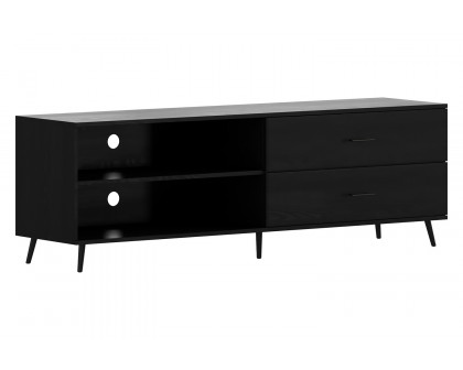 BLNK Nelson Mid Century Modern TV Stand for up to 60" TV's with Adjustable Shelf and Storage Drawers - Black