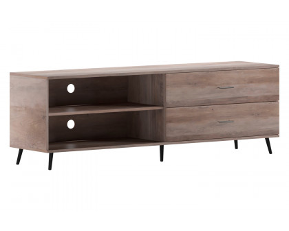 BLNK Nelson Mid Century Modern TV Stand for up to 60" TV's with Adjustable Shelf and Storage Drawers - Walnut