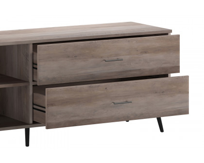 BLNK Nelson Mid Century Modern TV Stand for up to 60" TV's with Adjustable Shelf and Storage Drawers - Walnut