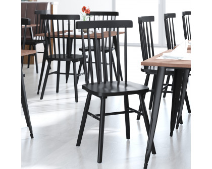 BLNK™ Ingrid Commercial Windsor Dining Chairs, Solid Wood Armless Spindle Back Restaurant Dining Chairs Set of 2 - Black