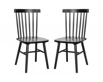 BLNK™ Ingrid Commercial Windsor Dining Chairs, Solid Wood Armless Spindle Back Restaurant Dining Chairs Set of 2 - Black