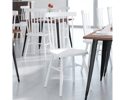 BLNK™ Ingrid Commercial Windsor Dining Chairs, Solid Wood Armless Spindle Back Restaurant Dining Chairs Set of 2 - White