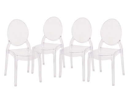 BLNK - Revna Transparent Crystal Banquet and Event Ghost Chairs Set of 4