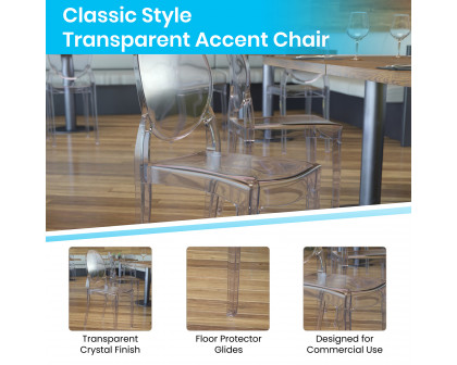 BLNK - Revna Transparent Crystal Banquet and Event Ghost Chairs Set of 4