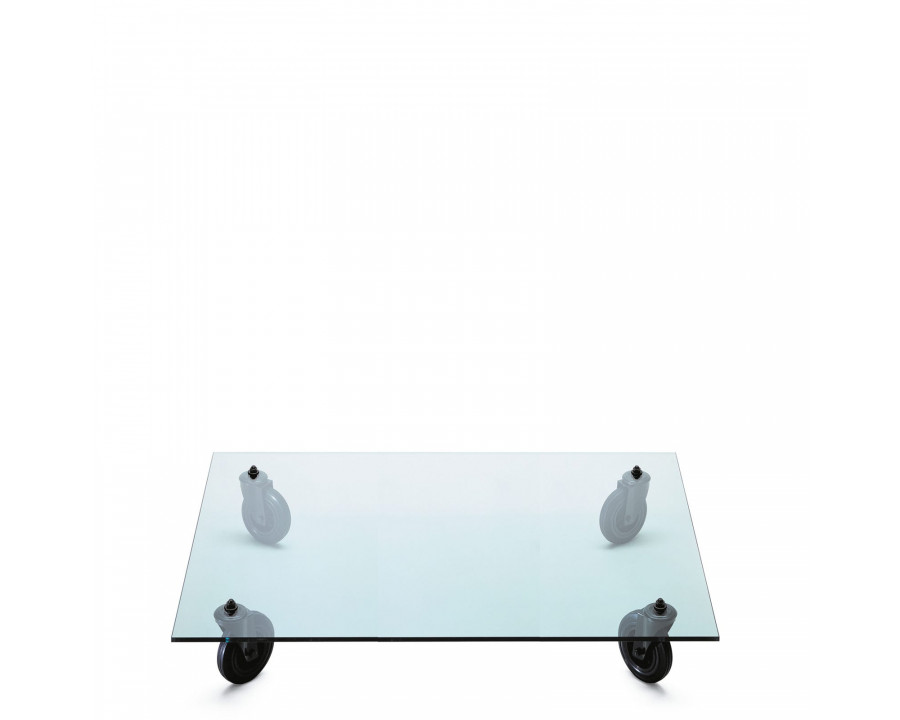 FontanaArte Tavolo Con Ruote Small Rectangular Coffee Table - Transparent/Black, Glass/Metal